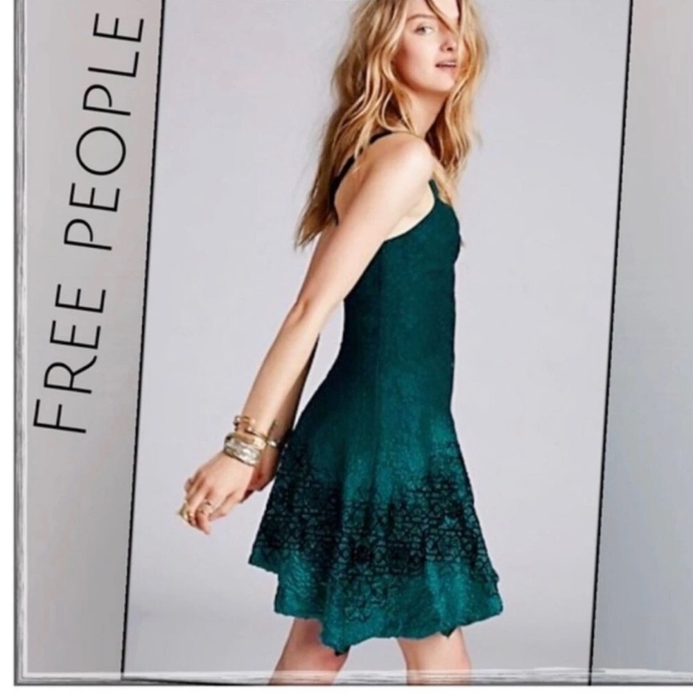 Free People Emerald Lace Mini Dress